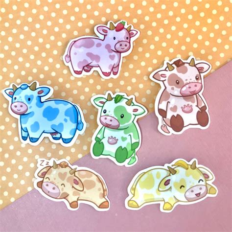 Flavoured Cows Sticker Pack Cute Milk Sticker Laptop Decals Etsy