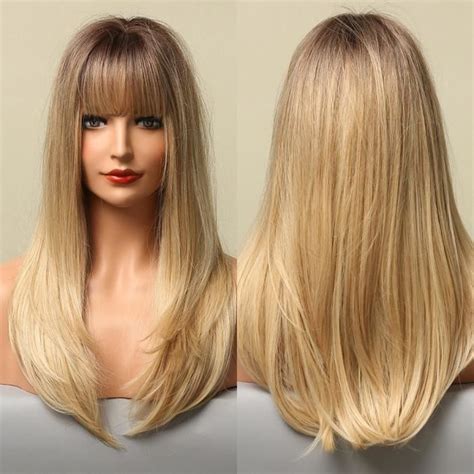 Faux Cheveux Extensions Lc Perruque Synth Tique Longue Lisse