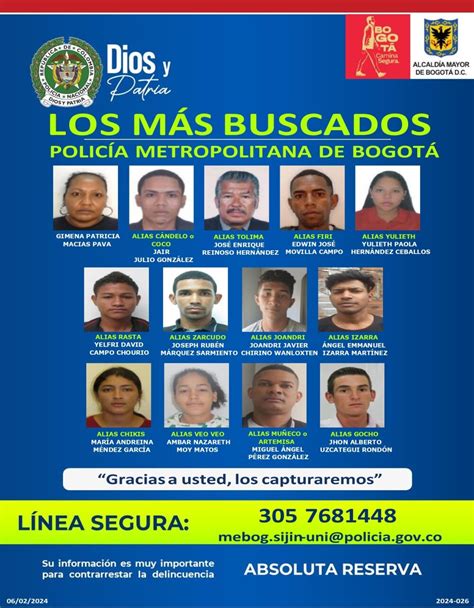 Este Es El Cartel De Los Más Buscados En Bogotá Por Homicidio Hurto Y