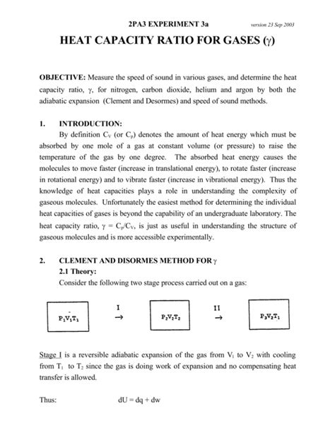 HEAT CAPACITY RATIO FOR GASES γ