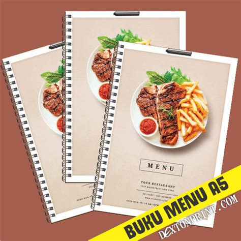 Jual Cetak Buku Menu Restoran Ukuran A5 Jilid Spiral Bisa Satuan Jakarta Selatan