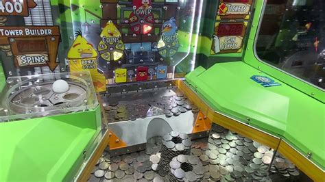 Dave And Busters Arcade Winning A Tower Of Coins At Angry Bird Coin