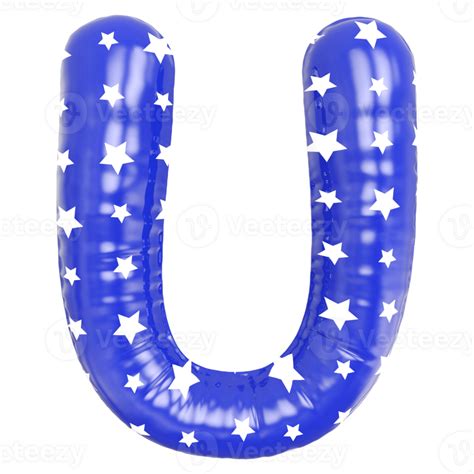 Blue Bubble Letter U Font 3d Render 36306823 Png