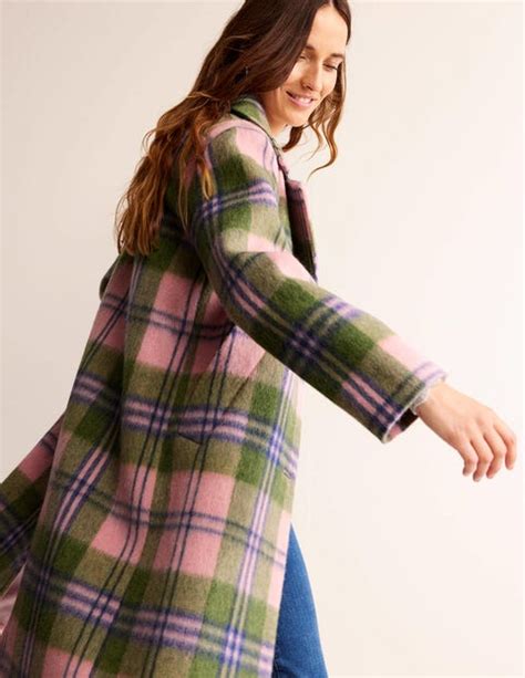 Relaxed Fit Checked Coat Pink Check Boden Eu