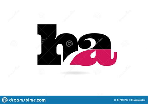 Ha H A Pink And Black Alphabet Letter Combination Logo Icon Design Stock Illustration