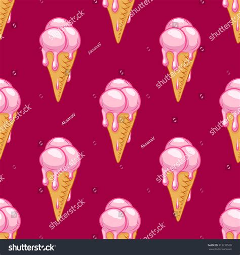 Pink Ice Creamseamless Pattern Backgroundpink Background Stock Vector