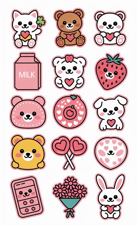 adorable stickers  easy printable doodles stickers
