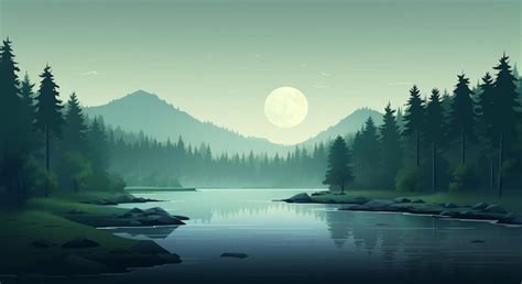 Premium Photo | Minimalistic wallpaper of a river in a forest