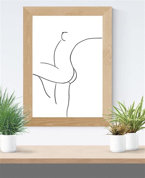 Nude Line Drawing Printable Art Black White Art Nude Etsy