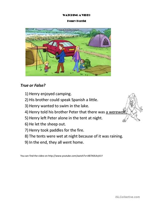 Henry Horrid Camping Video Or Movie English Esl Worksheets Pdf Doc