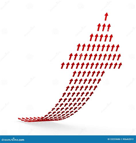 3d Rising Upward Arrows Forming Growth Arrow Stock Illustration