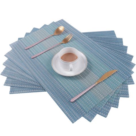 Pauwer Placemats Set Of 6 For Dining Table Washable Woven Vinyl