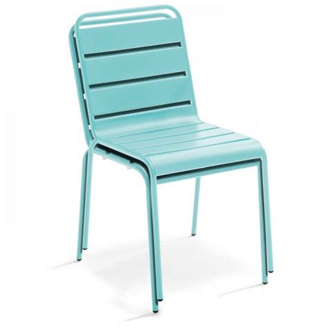 Ensemble Table De Jardin Ronde Et Chaises En M Tal Turquoise Palavas