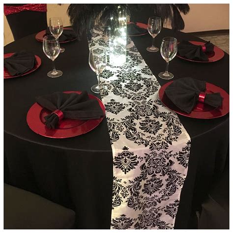 Flocking Damask Table Runner Rental World