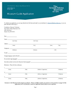 Fillable Online Museum Guide Application Fax Email Print PdfFiller