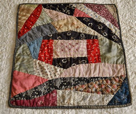 Antique Hand Stitched Calico Crazy Work Dolls Quilt Doll Quilt