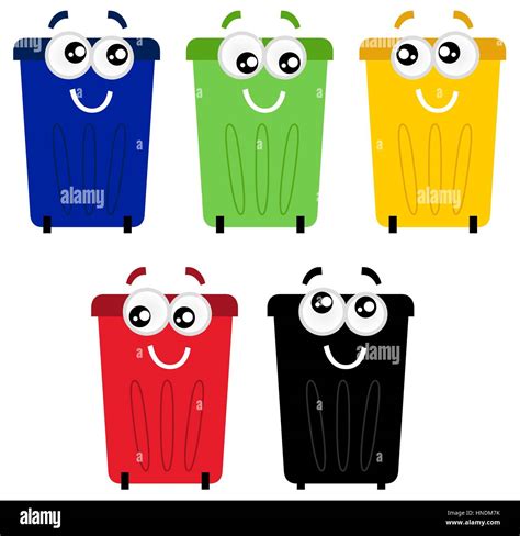 Colorful garbage bin set. Art illustration Stock Photo - Alamy