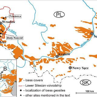 A – Map of loess distribution in Europe; B - Location of all Lower ...