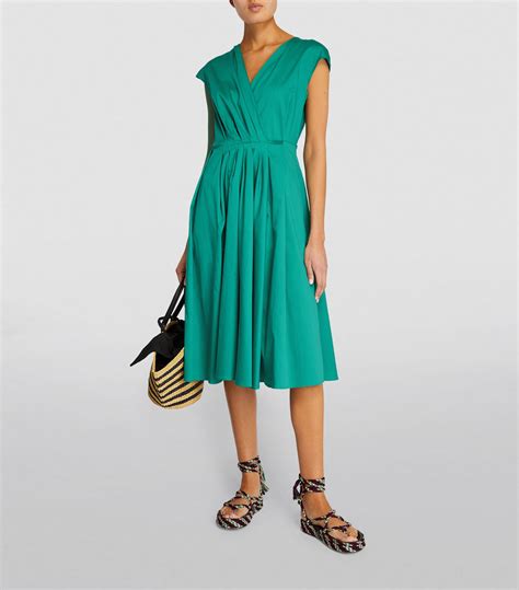 Womens Weekend Max Mara Green Pleated Midi Dress Harrods Uk