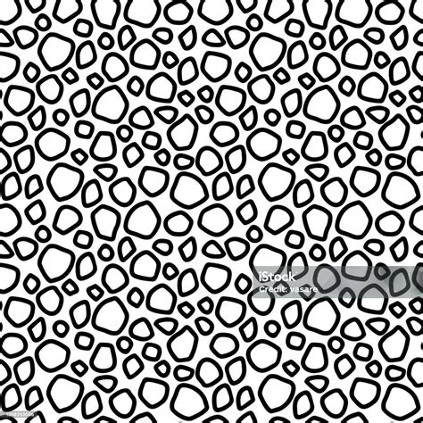 Abstract Hand Drawn Seamless Pattern Black And White Shapeless Spots