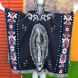 Poncho Of The Virgin Of Guadalupe Mexican Poncho Peruvian Etsy