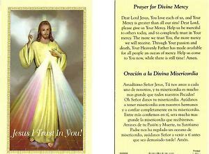 Lot of 25 Holy Cards, Prayer Cards of The DIVINE MERCY Jesus , English ...