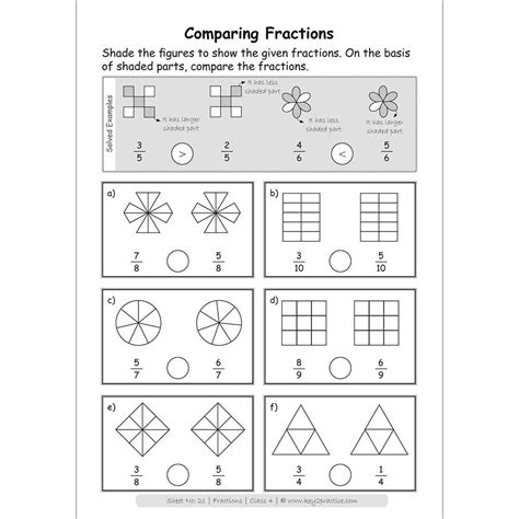 Fractions Worksheets Grade 5 Fractions Equivalent Comparing