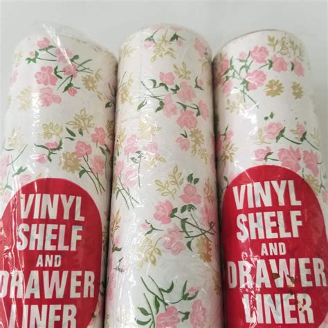 Vintage Floral Roses Shelf Drawer Liner Paper Vinyl Pink Green Etsy