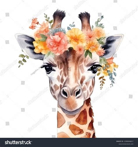 Watercolor Cute Hand Drawn Giraffe Giraffe Stock Vector Royalty Free