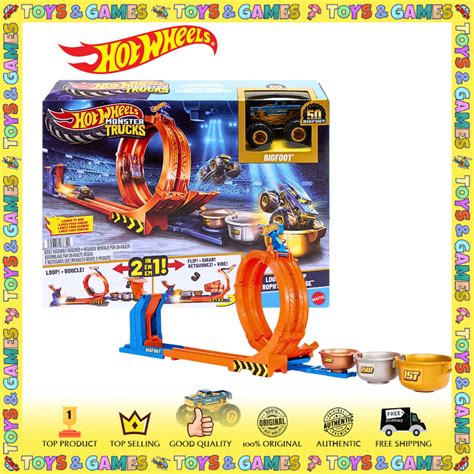 Hot Wheels Monster Trucks Loop And Flip Trophy Challenge Playset Giant