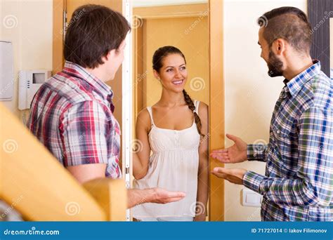 Happy Guest Saying Hello Stock Photo Image Of Girlfriend 71727014