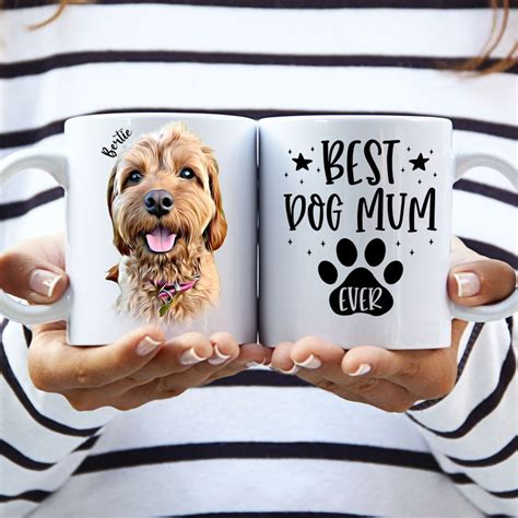 Personalised Pet Portrait Mug Custom Pet Mug Dog Mum Dog Portrait