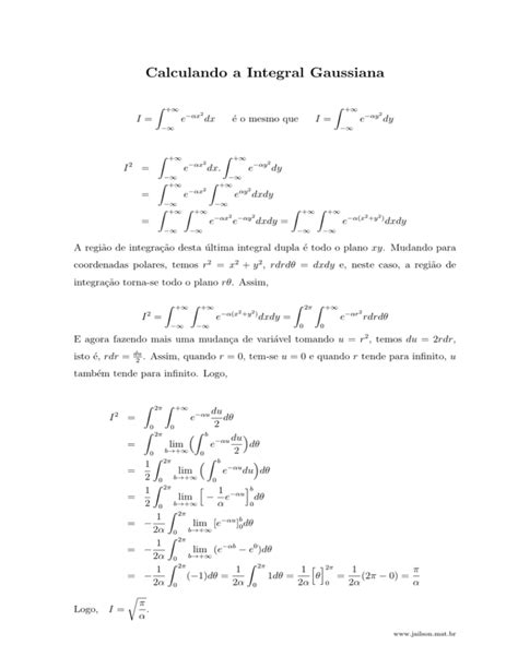 Calculando A Integral Gaussiana