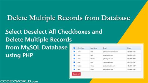 Delete Multiple Records From MySQL Database In PHP CodexWorld