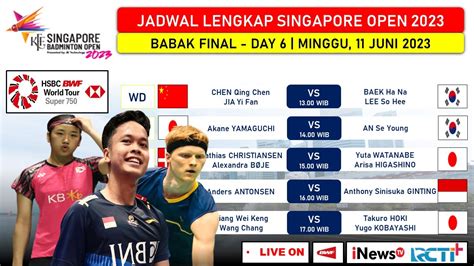 Jadwal Final Singapore Open Hari Ini Live Inews Tv Anthony