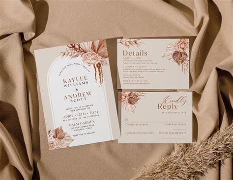 Arch Wedding Invitation Template Beige Arch Wedding Etsy