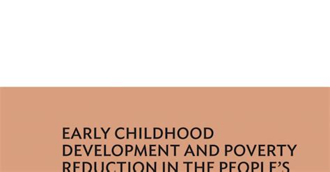 Early Childhood Development And Poverty Reduction In The Peoples