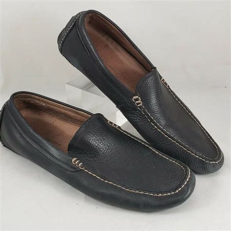 Banana Republic Mens Driving Loafer Shoes Black Leather Slip On Size 10m Bananarepublic