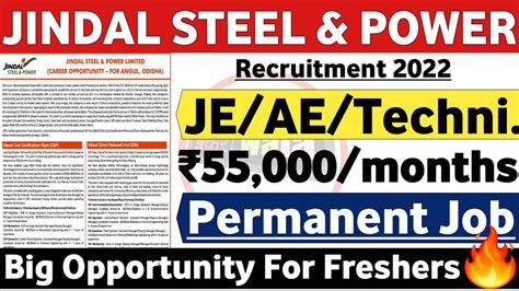 Jindal Steel Hiring Fresher Diploma Be B Tech Latest Mnc