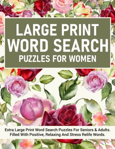 Jumbo Word Search Puzzles For Women Extra Large Print Relaxing Word