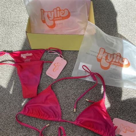 Kylie Swim Pink Triangle Bikini Set Never Worn Depop