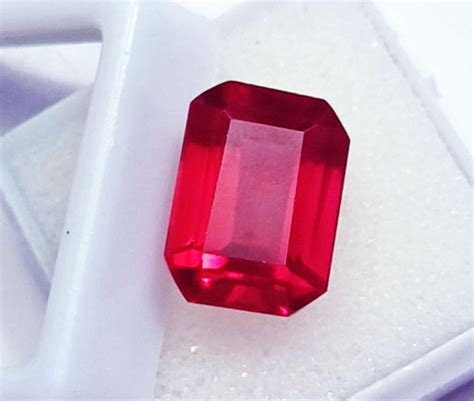 Emerald Shape Natural Red Ruby Ct Certified Loose Gemstone With