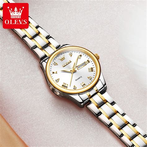 OLEVS 5563 Quartz Waterproof Women Wristwatch Diamond Encrusted