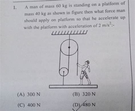 A Man Of Mass Kg Is Standing On A Platform Of Mass Kg As Shown In F