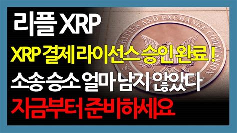 리플 Xrp 결제 라이선스 승인 완료 소송 승소 얼마 남지 않았다 지금부터 준비하세요 Youtube