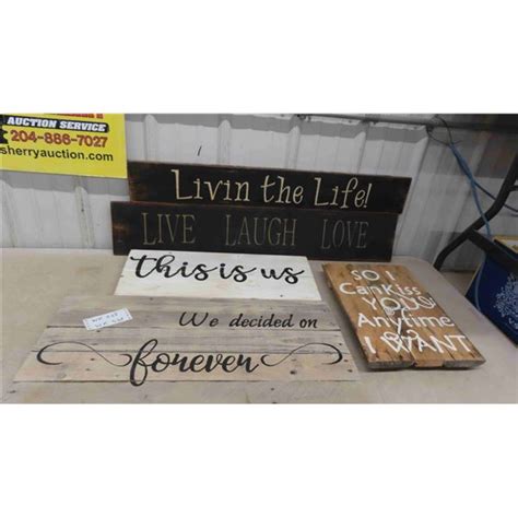 5 Wooden Signs with Slogans - Largest 15.5" x 28"