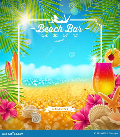 Tropical Beach Bar Menu Stock Vector Image 39150832