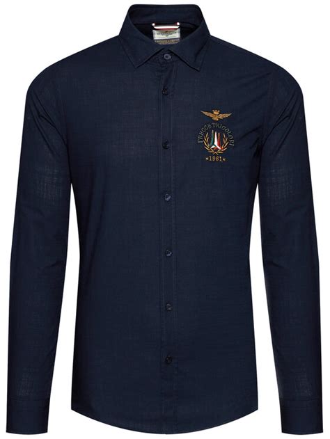 Aeronautica Militare Koszula Ca Ct Granatowy Regular Fit