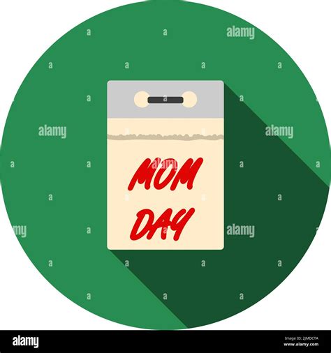 Mothers Day Icon Flat Circle Stencil Design With Long Shadow Vector