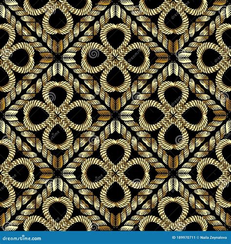 Textured Gold 3d Waffle Seamless Pattern Tapestry Floral Vector